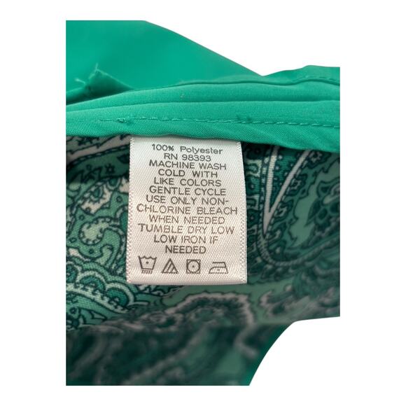 Dennis By Dennis Basso Coat Womens Large Green Hood Paisley Lined Pockets Jacket - Picture 7 of 15